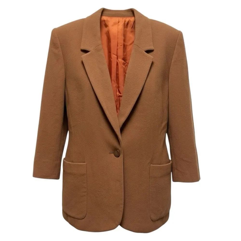 Vintage Lord & Taylor Wool Cashmere Blazer Camel Tan women’s Size 12
